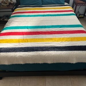 Vintage Hudson Bay Four Point Wool Striped Multicolor Blanket